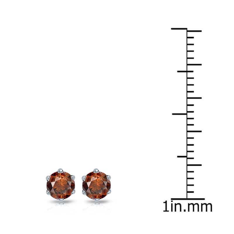 Auriya 14k Gold 1/4ct TDW Round 6-Prong SINGLE STUD (1) Brown Diamond Earring