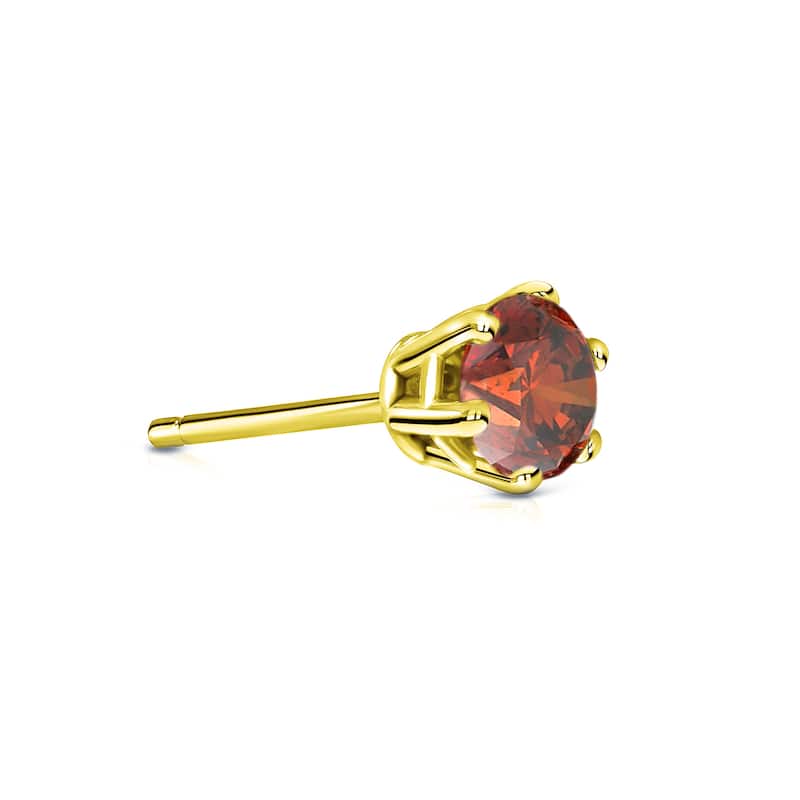Auriya 14k Gold 1/4ct TDW Round 6-Prong SINGLE STUD (1) Brown Diamond Earring