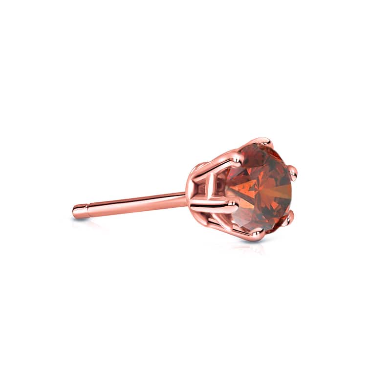 Auriya 14k Gold 1/4ct TDW Round 6-Prong SINGLE STUD (1) Brown Diamond Earring
