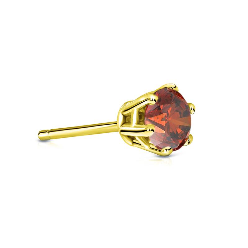 Auriya 1/3ct TDW Round 6-Prong SINGLE STUD (1) Brown Diamond Earring 14k Gold - Yellow