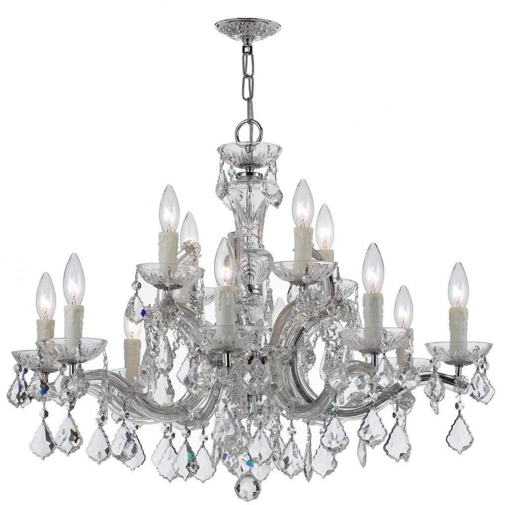 Crystorama Maria Theresa Collection 12-light Polished Chrome/Crystal Chandelier - Chandeliers For Bedrooms by Overstock.com
