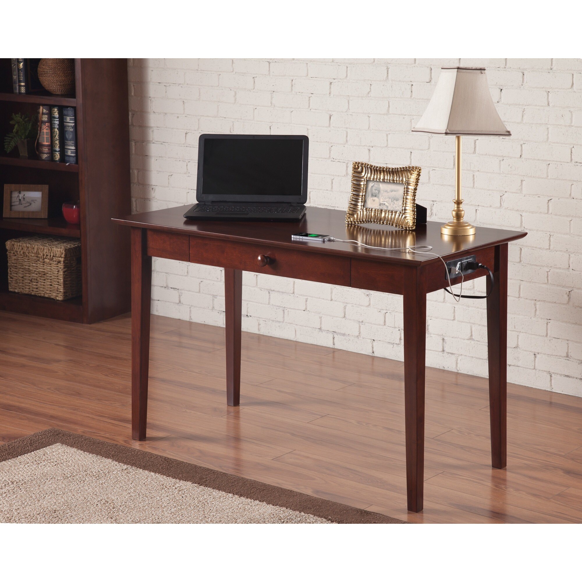 Shop Shaker Desk With Drawer And Charging Station In Walnut