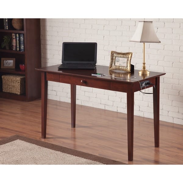 Shop Shaker Desk With Drawer And Charging Station In Walnut Free