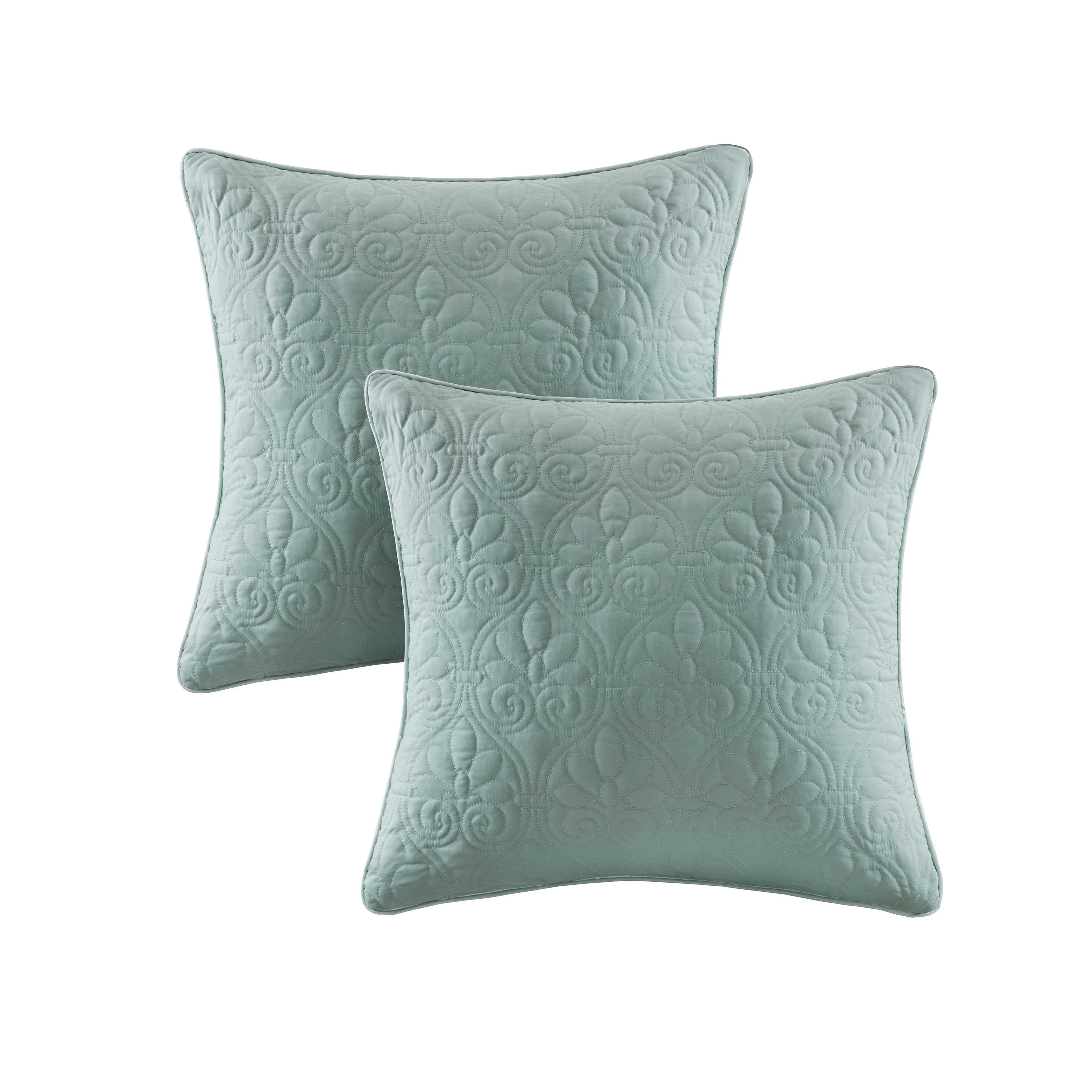 Shop Madison Park Mansfield Seafoam Quilted Square Throw Pillow