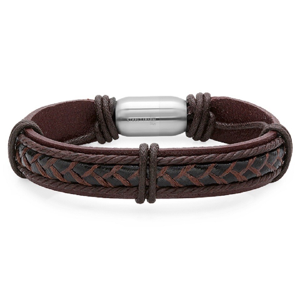Men S Genuine Leather Bracelet With Stainless Steel Magnetic Clasp Men S Genuine Leather Bracelet With Stainless Steel Magnetic Clasp
