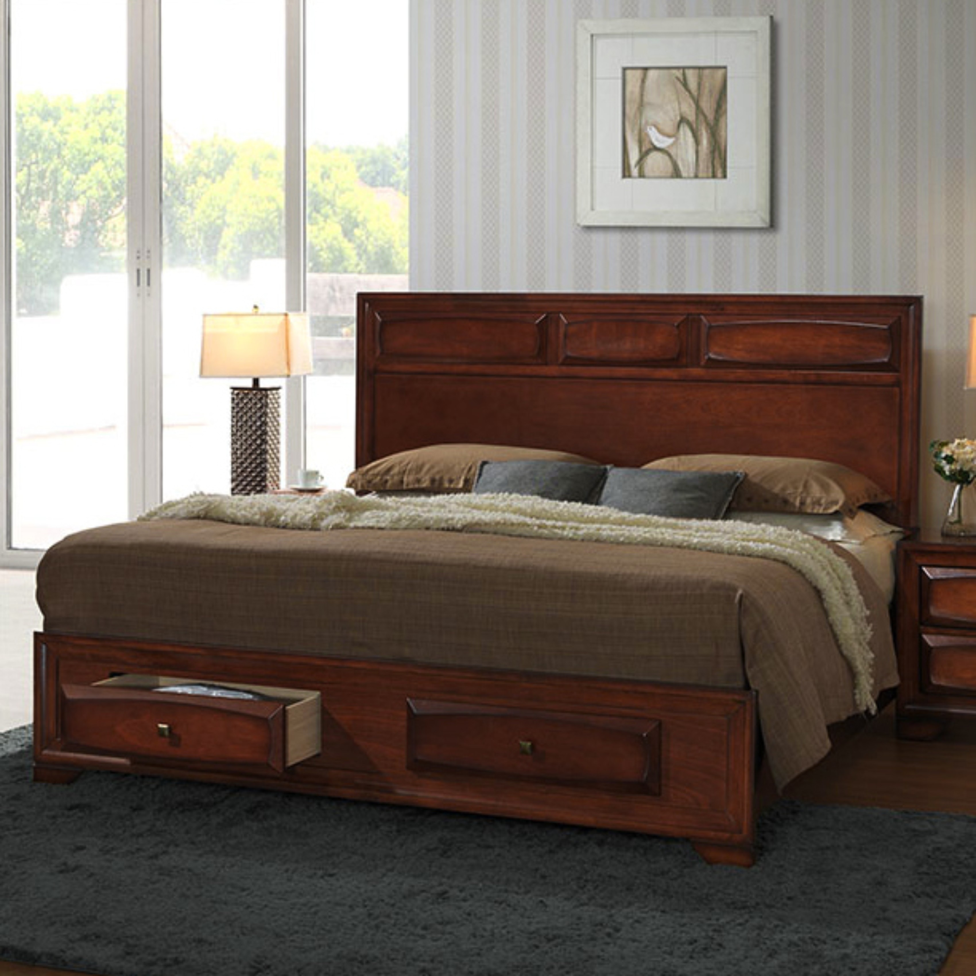 Oakland 139 Antique Oak Kingsize Storage Platform Bed Oak King eBay