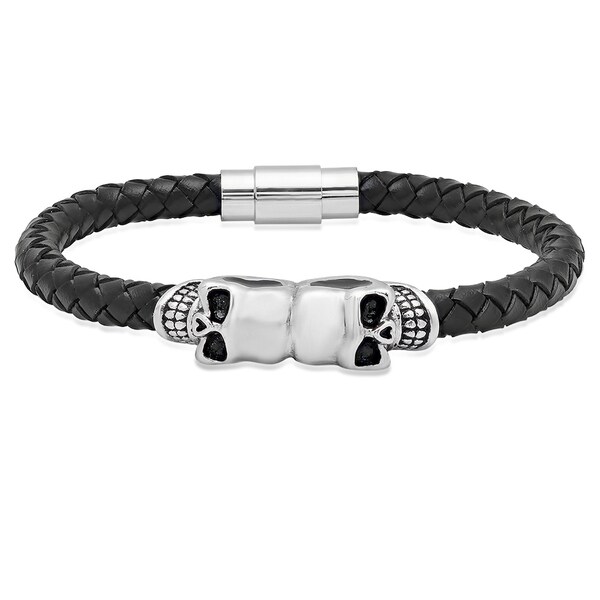 mens black skull bracelet