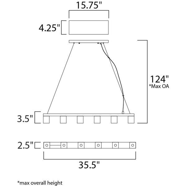 Maxim Lighting Blocs Polished Chrome Metal/Glass LED Linear Pendant Light - Silver