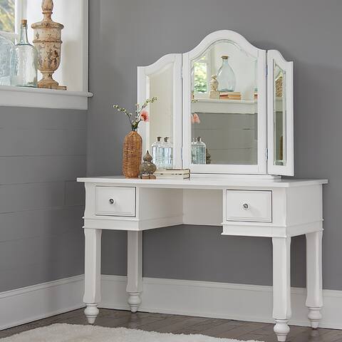 NE KIds Lake House White Writing Desk with Vanity Mirror - 61.5H x 22.25W x 47.75L