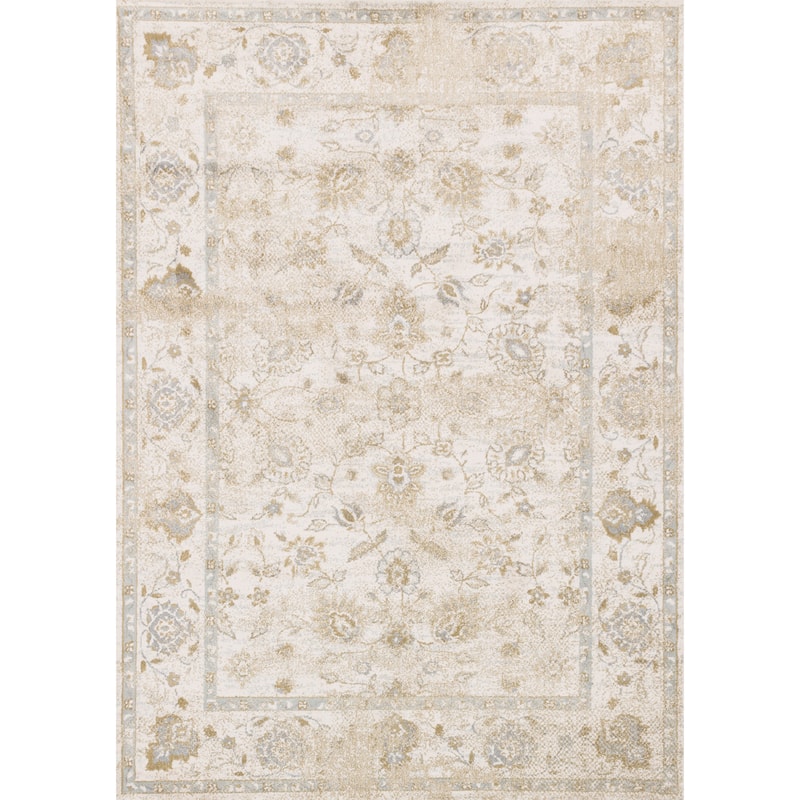 Alexander Home Verona Sea Floral Distressed Border Rug