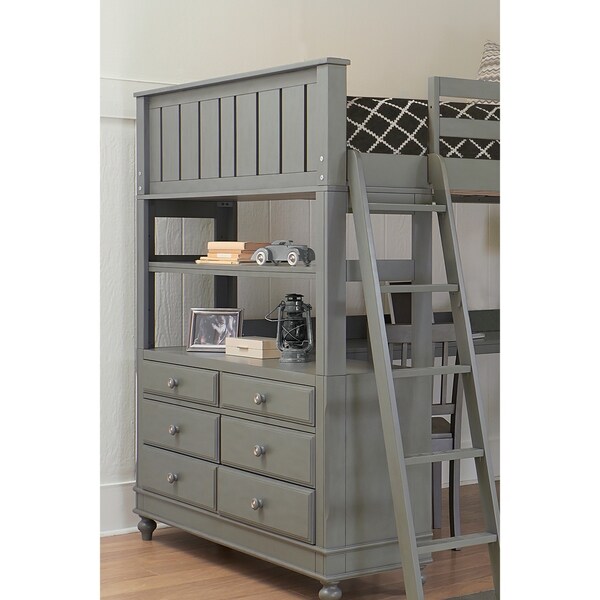 lake house stone full loft bed with desk