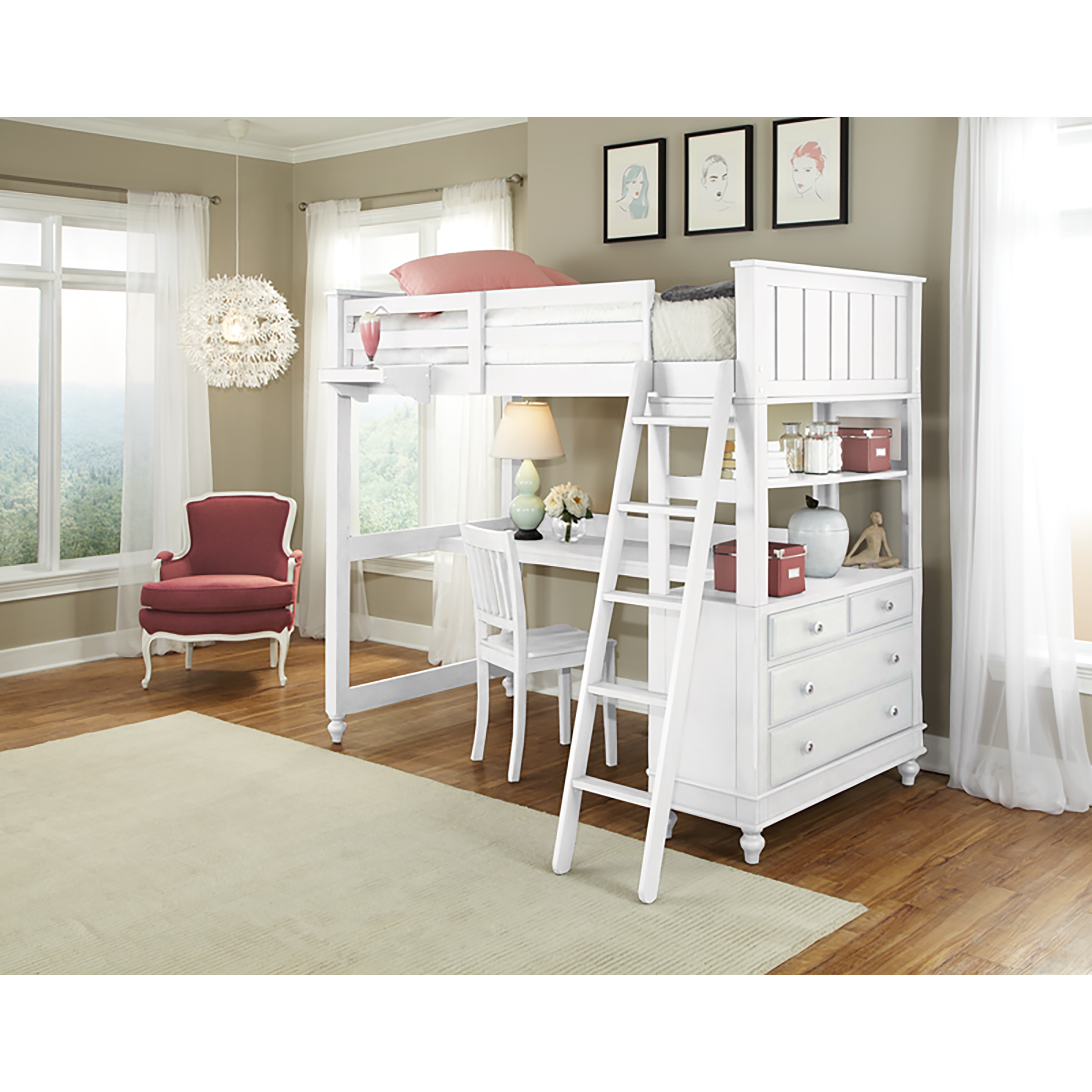 Shop Lake House Full Loft W White Desk On Sale Overstock
