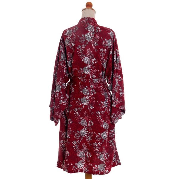 Gorgeous In Claret NOVICA Red Batik Rayon Robe