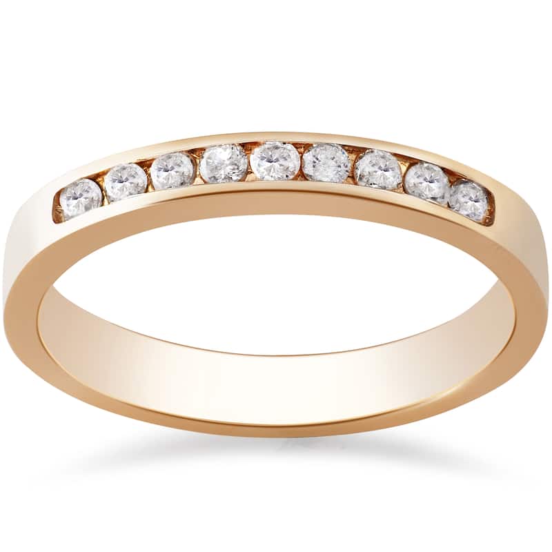 14k Rose Gold 1/4ct TDW Round Diamond Wedding Ring - Size 4