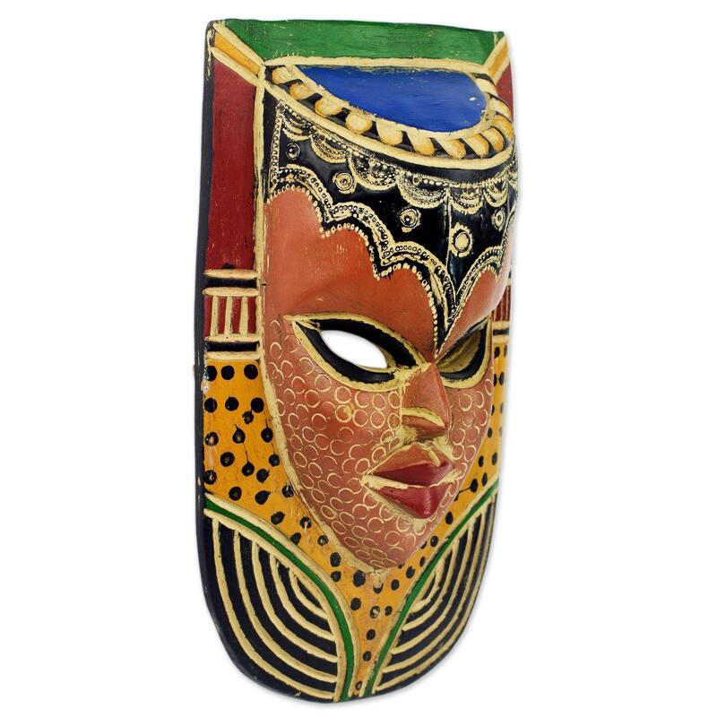 Handmade Queen on the Wall Sese Wood Mask (Ghana)
