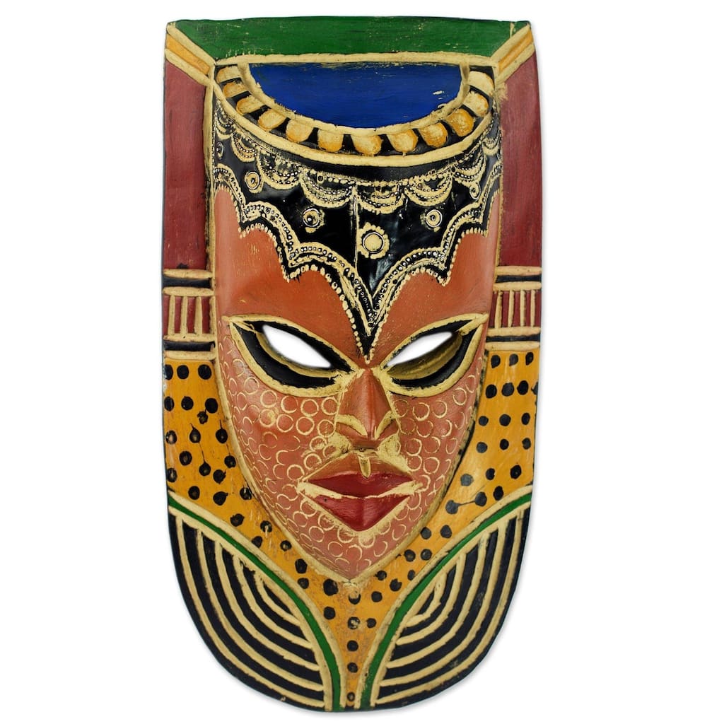 Handmade Queen on the Wall Sese Wood Mask (Ghana)