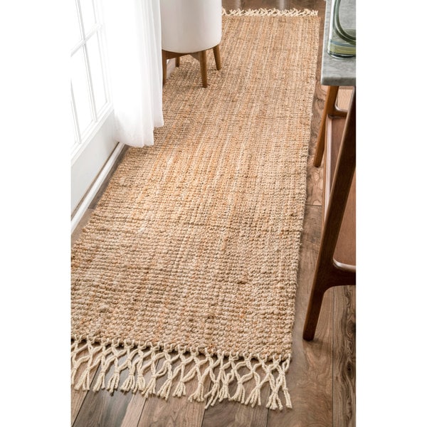 nuLOOM Handmade Chunky Jute/ Wool Tassel Natural Runner Rug (2'6 x 8') Free Shipping Today