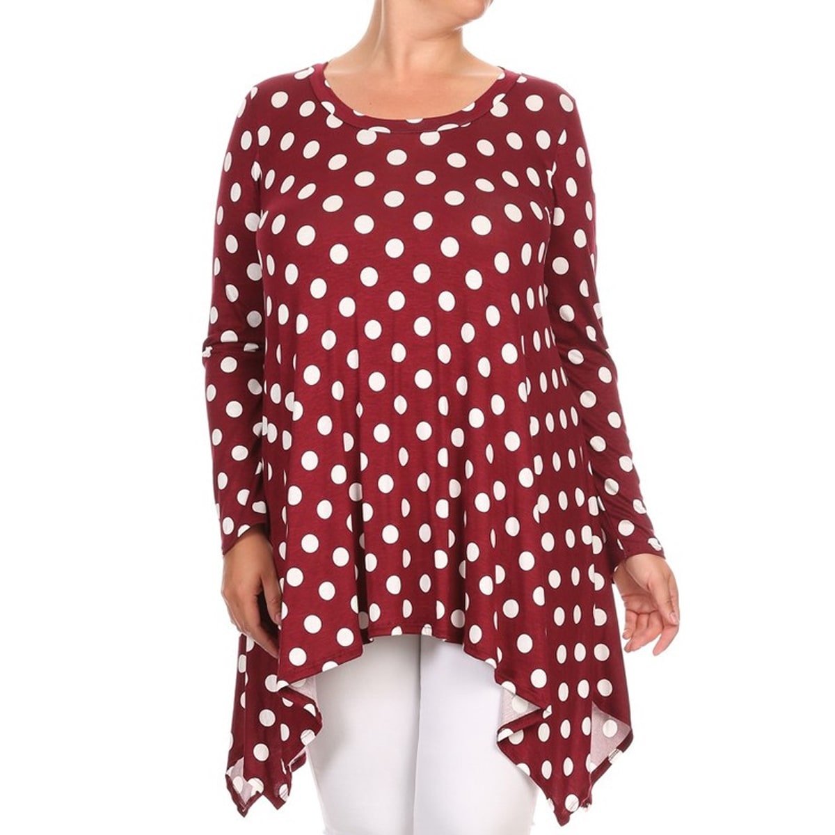 red polka dot shirt plus size