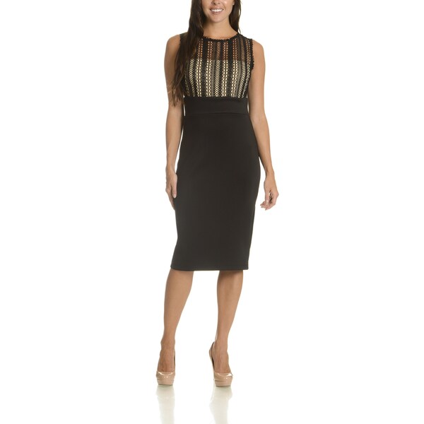 Shop Taylor Women's Black Polyester/Spandex Lace Overlay Bodice Dress ...
