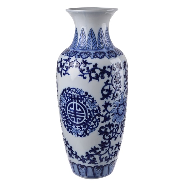 Shop Blue And White Ceramic Vase - Free Shipping Today - Overstock.com ...