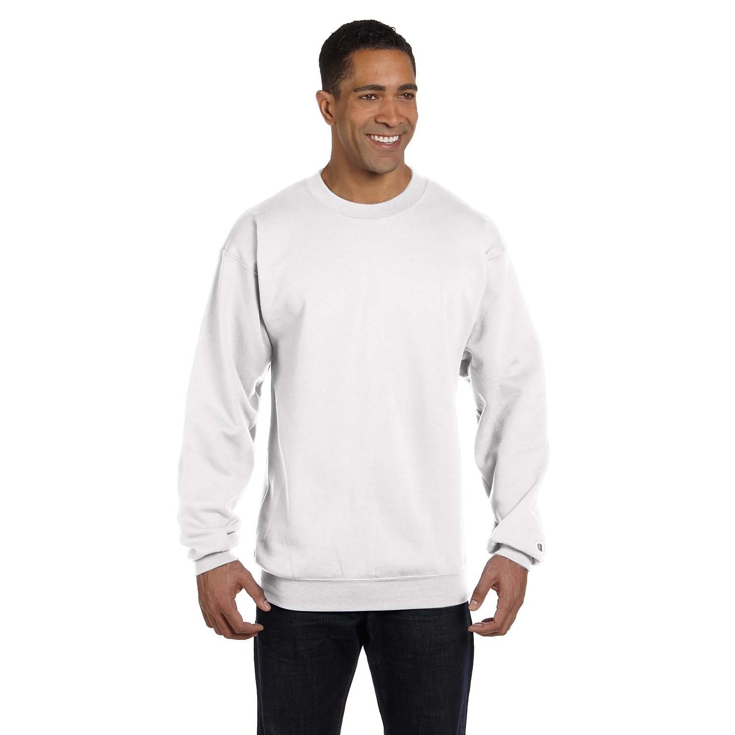 white crew neck sweater