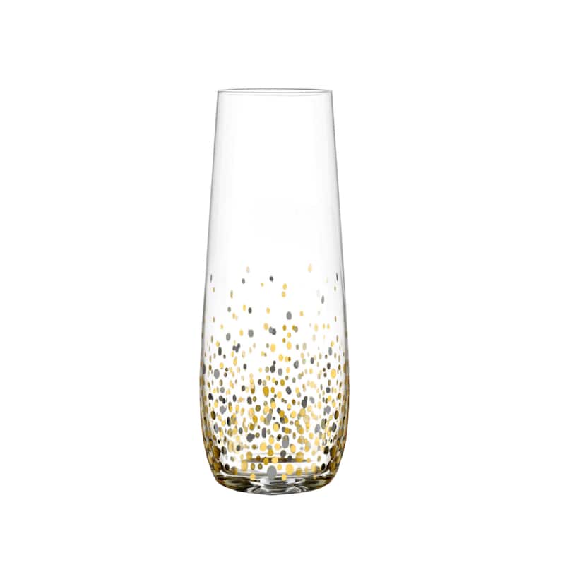 Fitz & Floyd Confetti Stemless Flute Glasses