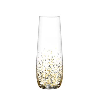 Fitz & Floyd Confetti Stemless Flute Glasses