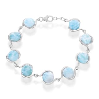 Larimar Bracelets Find Great Jewelry Deals Ping At La Preciosa Sterling Silver Blue Gemstone Round Larimar Link Bracelet