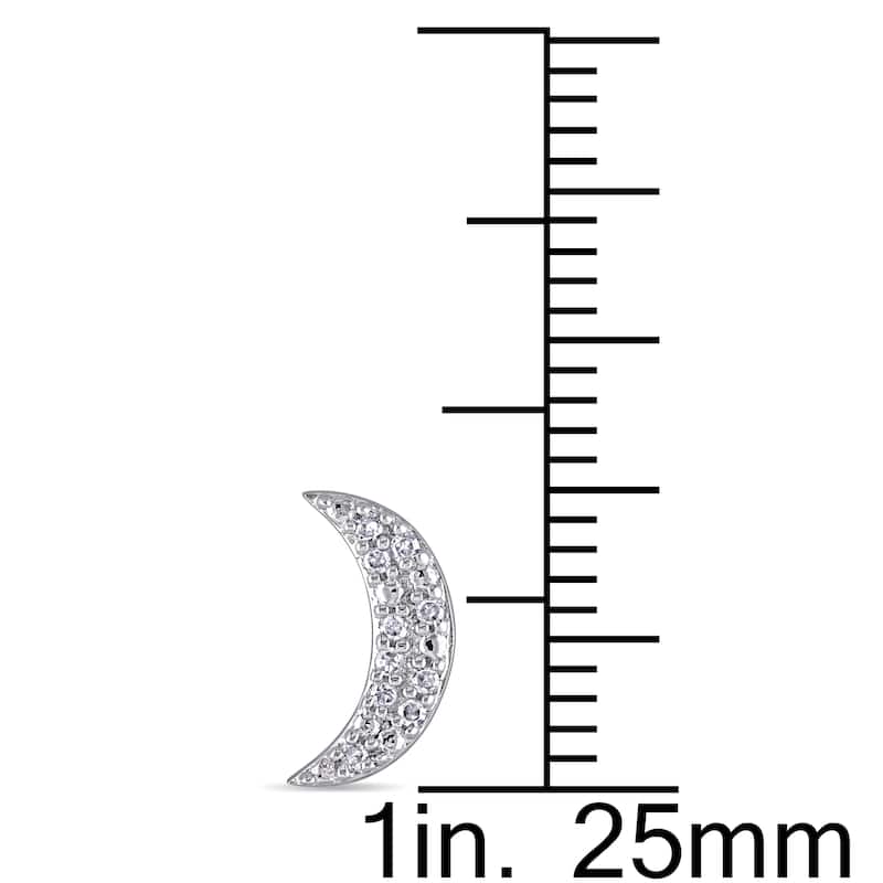 Miadora 1/10ct TDW Diamond Crescent Moon Stud Earrings in Sterling Silver