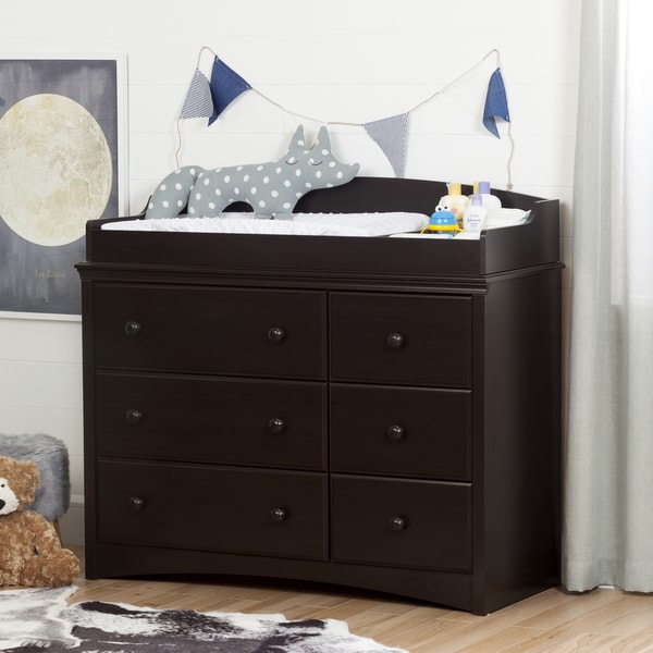 South Shore Angel Changing Table Dresser with 6 Drawers Espresso