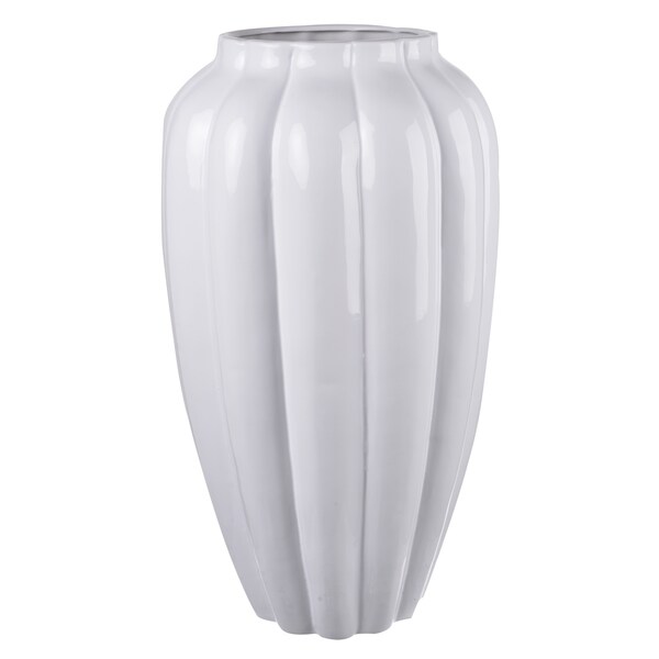 White Ceramic 11-inch x 20-inch Vase