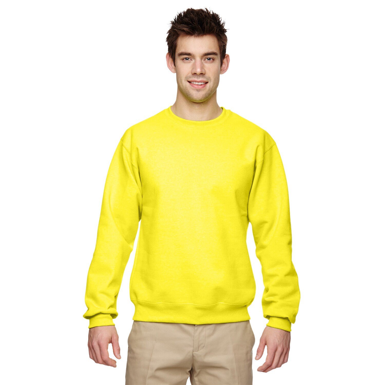 neon yellow crew neck sweatshirt