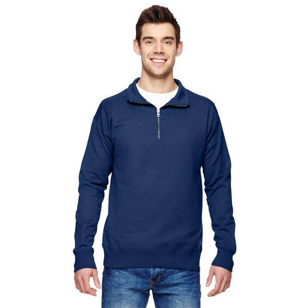 Shop Quarter-Zip Men's Vintage Navy Sweater - On Sale - Overstock ...