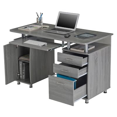 Modern Designs Grey MDF Multifunctional Office Desk With File Cabinet