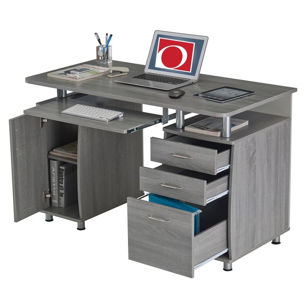 Modern Designs Grey MDF Multifunctional Office Desk With File Cabinet 