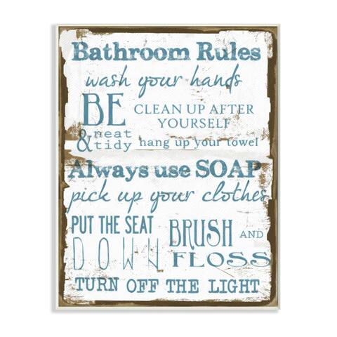 Stupell 'Brown and Blue Classic Bathroom Rules' Wall Plaque Art