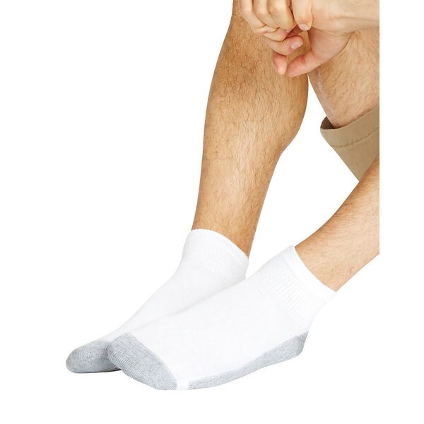 Hanes Mens 6 Pack FreshIQ Full Cushion Ankle Socks White 10-13 Shoe Size 6-12
