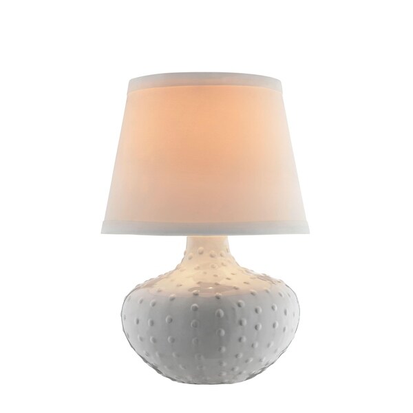 Havenside Home Kihei White/Black Ceramic Textured Accent Lamp with Shade