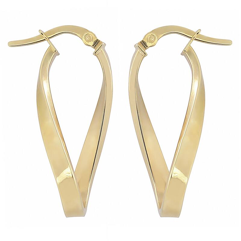 Fremada Italian 14k Gold High Polish Twist Oval Hoop Earrings (rose gold or yellow gold)