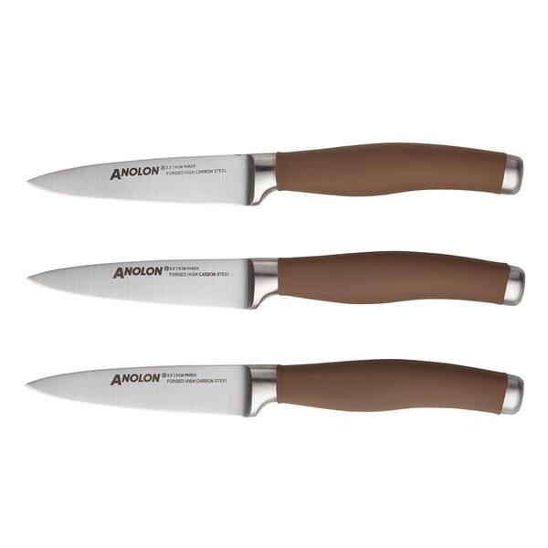 Anolon(r) SureGrip(r) Cutlery Japanese Stainless Steel Paring Knives with Sheaths, 3Piece Set