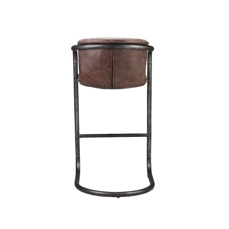 Aurelle Home Mason Rustic Bar Stool Brown Leather (Set of 2)