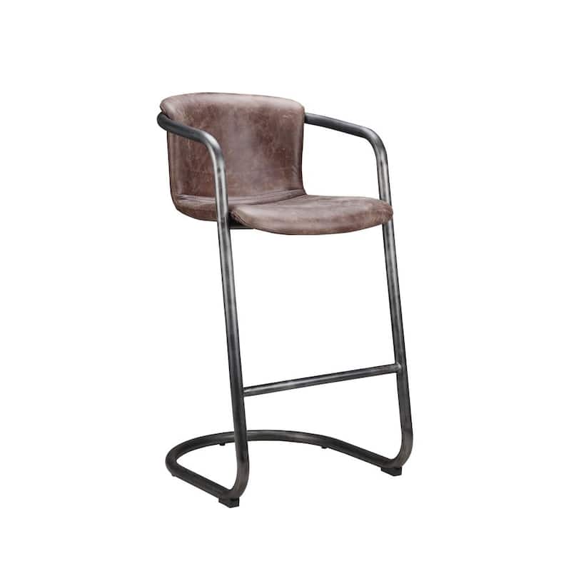 Aurelle Home Mason Rustic Bar Stool Brown Leather (Set of 2)