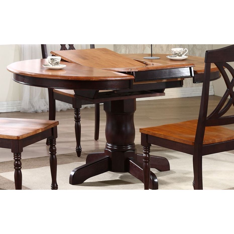Whiskey Mocha Open Slat Back Round 42 x 42 x 60-inch Dining Set