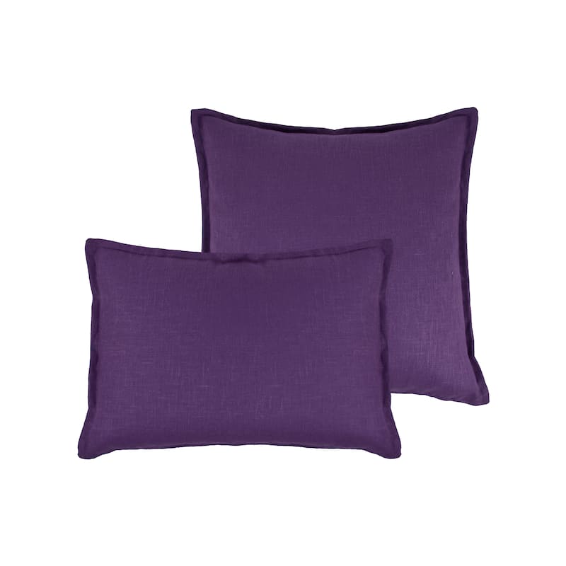 Sherry Kline Lombard Linen Reversible Combo Throw Pillow - Purple