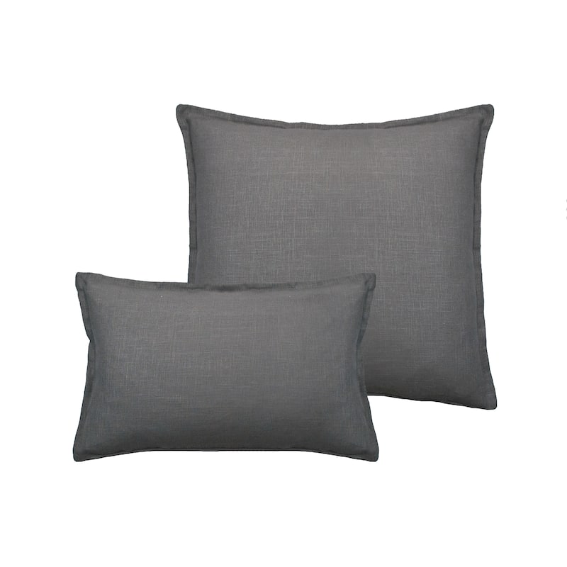 Sherry Kline Lombard Linen Reversible Combo Throw Pillow - Grey
