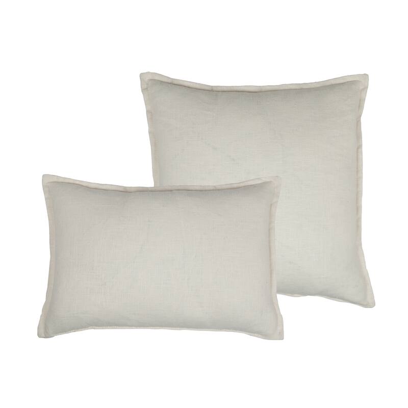 Sherry Kline Lombard Linen Reversible Combo Throw Pillow - Off-white