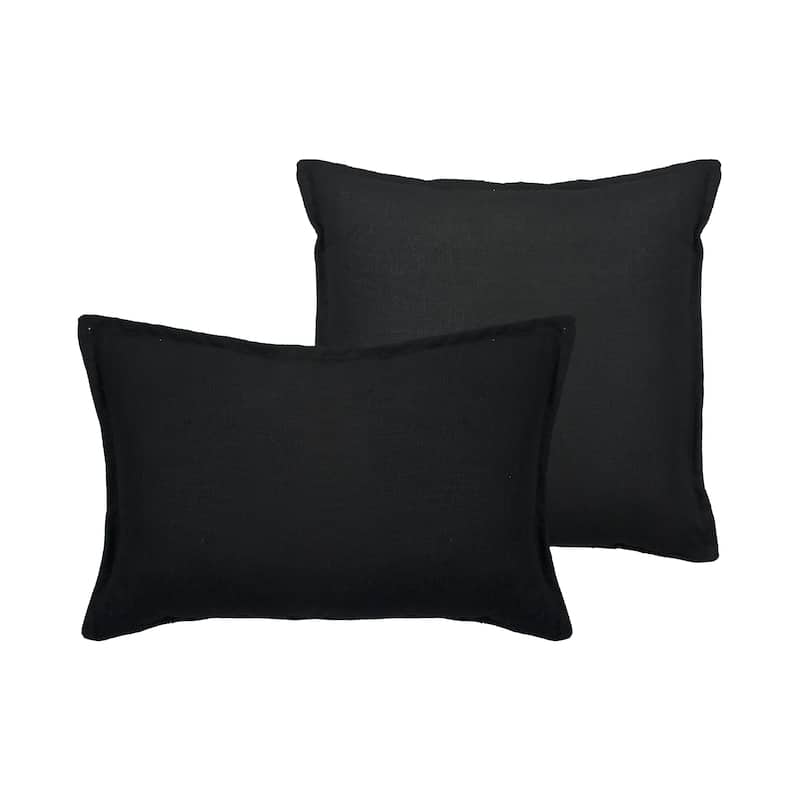 Sherry Kline Lombard Linen Reversible Combo Throw Pillow - Black