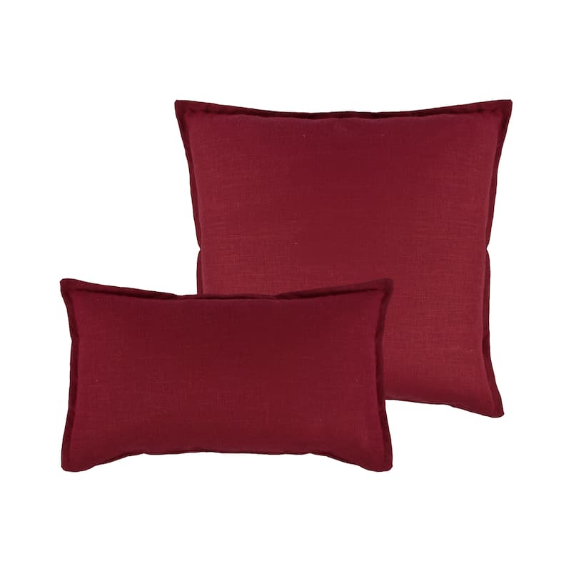 Sherry Kline Lombard Linen Reversible Combo Throw Pillow - Red