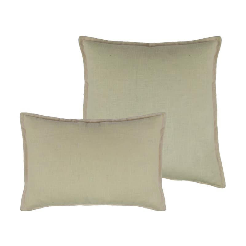 Sherry Kline Lombard Linen Reversible Combo Throw Pillow - Ecru
