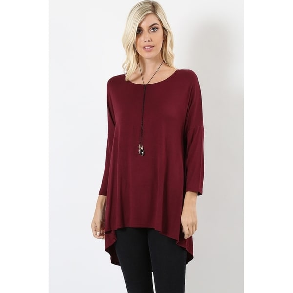 JED Women's Rayon/Spandex Relaxed Fit 3/4-sleeve Soft Tunic Top